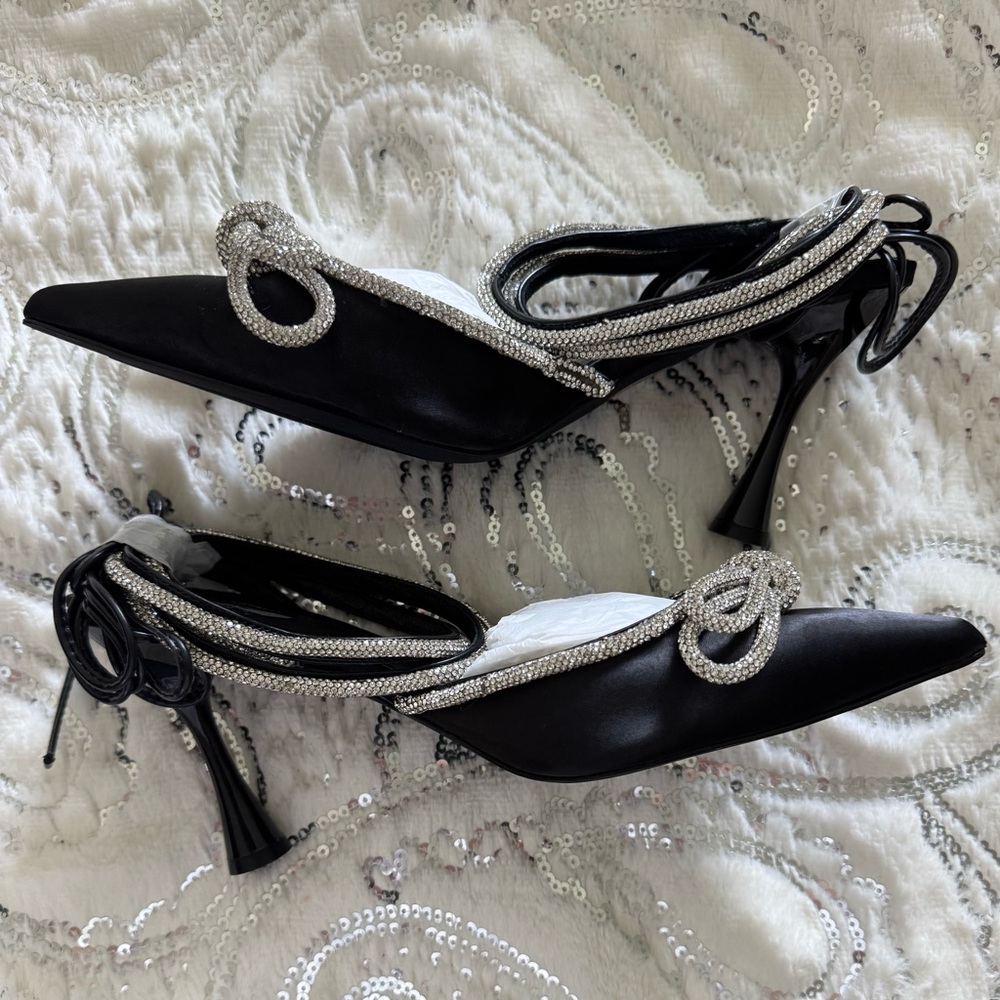 NWT Jeffrey Campbell x Free People Dazzle Knot Heels | Black Rhinestone - Picture 2 of 4